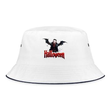 Vampir Halloween Druck Dracula - Bucket Hat - Weiß/Navy - Vorne
