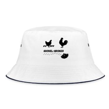 Gockel-Broker - Bucket Hat - Weiß/Navy - Vorne