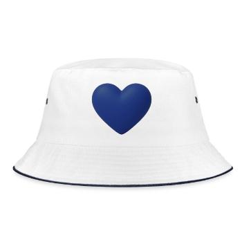 Kobaltblauer Herz 3D - Bucket Hat - Weiß/Navy - Vorne