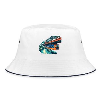 Wuppertaler Schwebebahn Retro - Bucket Hat - Weiß/Navy - Vorne
