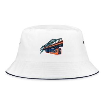Wuppertaler Schwebebahn Risograph - Bucket Hat - Weiß/Navy - Vorne