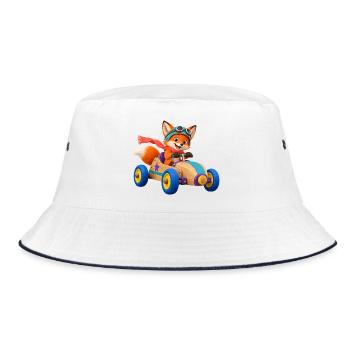Fuchs Rennwagen Abenteuer - Bucket Hat - Weiß/Navy - Vorne