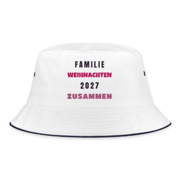 Familie Weihnachten 2027 zusammen Partnerlook - Bucket Hat - Weiß/Navy - Vorne