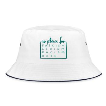 Kein Platz für Fasismus und Hass - Bucket Hat - Weiß/Navy - Vorne