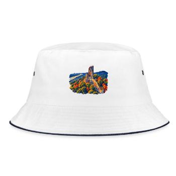 Drachenfels Expressionistisch - Bucket Hat - Weiß/Navy - Vorne