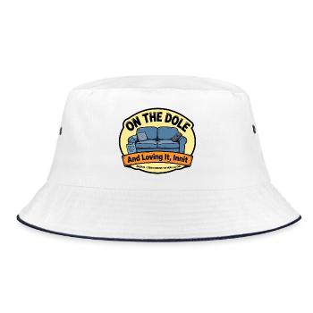 Auf der Arbeitslosenhilfe und liebe es, nicht wahr – Witzig - Bucket Hat - Weiß/Navy - Vorne