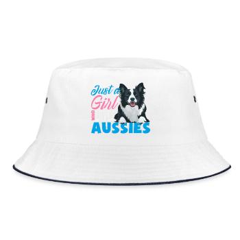 Australian Shepherd - Mein treuer Aussie - Bucket Hat - Weiß/Navy - Vorne
