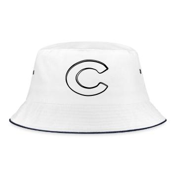 Kleinbuchstabe c handgezeichnet - Bucket Hat - Weiß/Navy - Vorne