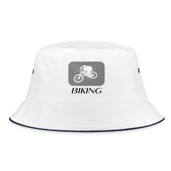 Mountainbike Biken - Bucket Hat - Weiß/Navy - Vorne