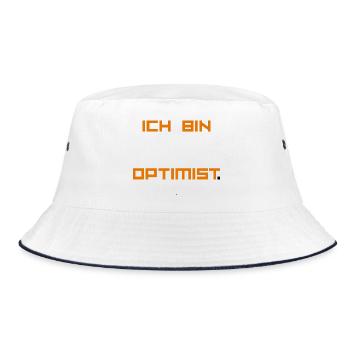 ICH_BIN_OPTIMIST-_ Part 1 - Bucket Hat - Weiß/Navy - Vorne