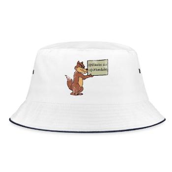 Hindernisse? Nutze die Chance! – Cartoon Wolf - Bucket Hat - Weiß/Navy - Vorne