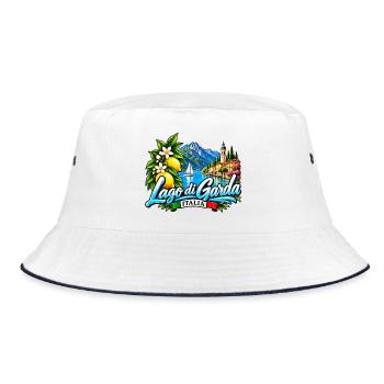 Lago di Garda – Italien, See & Dolce Vita - Bucket Hat - Weiß/Navy - Vorne