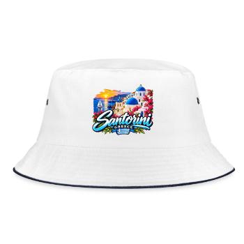 Santorini Greece – Aegean Island Paradise - Bucket Hat - Weiß/Navy - Vorne