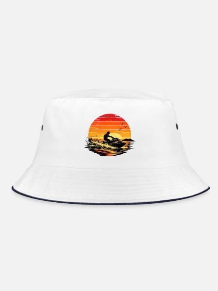 Sunset Jet Ski Escape - Bucket Hat - Weiß/Navy