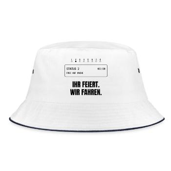 Ihr feiert. Wir fahren. Rettungsdienst - Bucket Hat - Weiß/Navy - Vorne