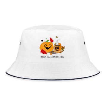 Pumpkin Smile Cozy Cup Halloween - Bucket Hat - Weiß/Navy - Vorne