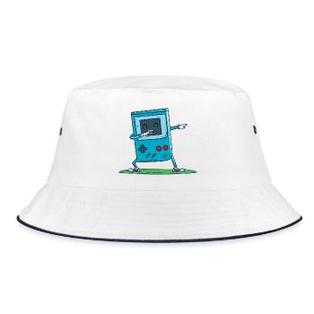 Blauer Gamecontroller - Bucket Hat - Weiß/Navy - Vorne