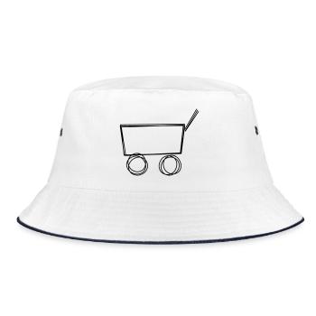 Bollerwagen handgezeichnet - Bucket Hat - Weiß/Navy - Vorne