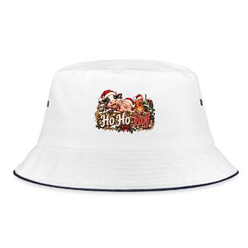 Weihnachten Landleben Ho Ho Hof Landwirtschaft  - Bucket Hat - Weiß/Navy - Vorne