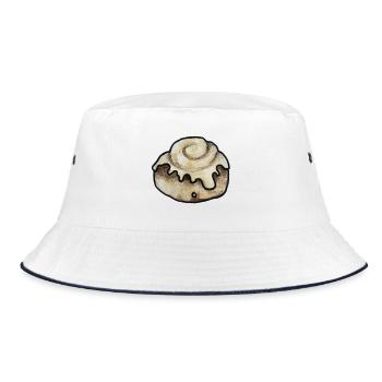Zimtschnecken-Illustration - Bucket Hat - Weiß/Navy - Vorne