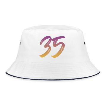 35 - Bucket Hat - Weiß/Navy - Vorne