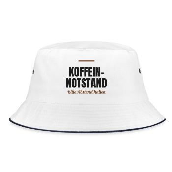Koffein-Notstand – Bitte Abstand halten - Bucket Hat - Weiß/Navy - Vorne