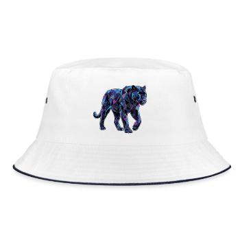 Poly Stil Panther - Bucket Hat - Weiß/Navy - Vorne