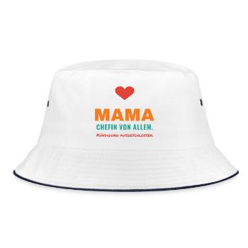 Mama – Chefin von allem - Bucket Hat - Weiß/Navy - Vorne
