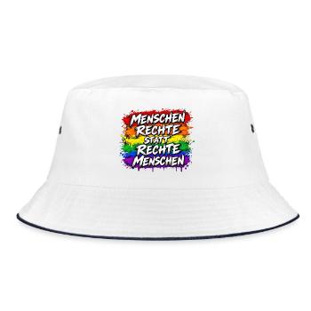 Menschenrechte statt Rechte Menschen - Bucket Hat - Weiß/Navy - Vorne