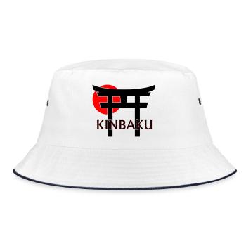 Kinbaku unter Torii und roter Sonne (weiß) - Bucket Hat - Weiß/Navy - Vorne