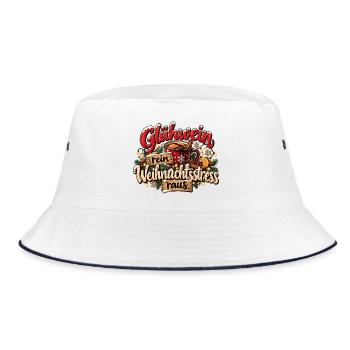 Weihnachten Glühwein rein Weihnachtsstress raus  - Bucket Hat - Weiß/Navy - Vorne