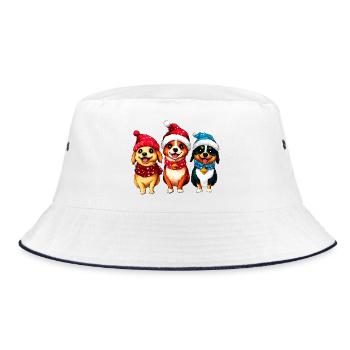 Hunde Weihnachten - Bucket Hat - Weiß/Navy - Vorne