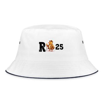 Rente 2025 Ente Rentner Rentnerin Ruhestand Lustig - Bucket Hat - Weiß/Navy - Vorne