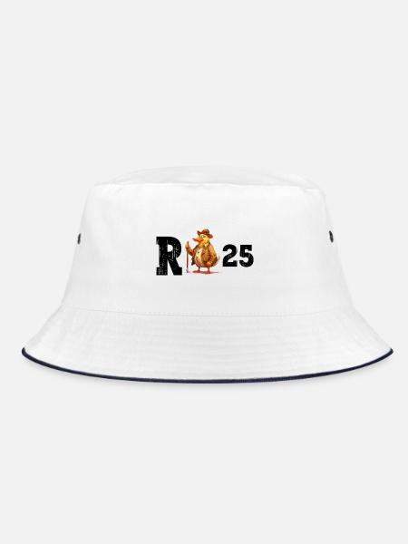 Rente 2025 Ente Rentner Rentnerin Ruhestand Lustig - Bucket Hat - Weiß/Navy - Vorne