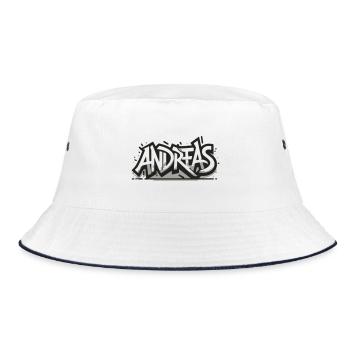 Andreas Name Vorname Graffiti - Bucket Hat - Weiß/Navy - Vorne