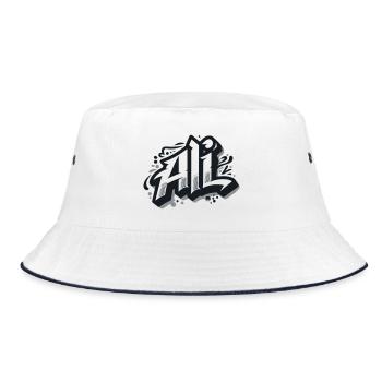 Ali Last name First name Graffiti - Bucket Hat - white/navy - Front