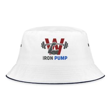 Iron Pump Krafttraining Emblem - Bucket Hat - Weiß/Navy - Vorne