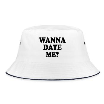 wanna date me - Bucket Hat - white/navy - Front