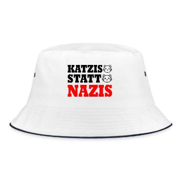 katzis statt nazis - Bucket Hat - Weiß/Navy - Vorne