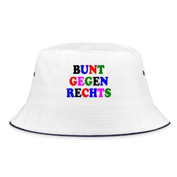Bunt gegen rechts - Bucket Hat - Weiß/Navy - Vorne