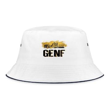 Genève, Suisse, City Skyline, Home Love, Gold - Bob - blanc/marine - Devant
