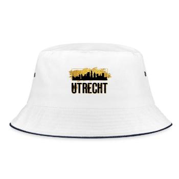 Utrecht Niederlande Holland Skyline Stadt Gold - Bucket Hat - Weiß/Navy - Vorne