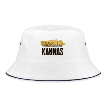 Kaunas Lithuania Skyline City Home Love Gold - Bucket Hat - white/navy - Front