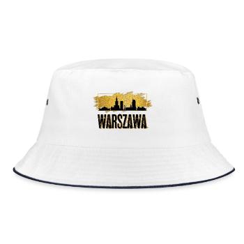 Warschau Warszawa Polen Stadt Skyline Heimat Gold - Bucket Hat - Weiß/Navy - Vorne