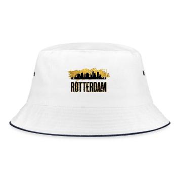 Rotterdam Niederlande Holland Skyline Stadt Gold - Bucket Hat - Weiß/Navy - Vorne