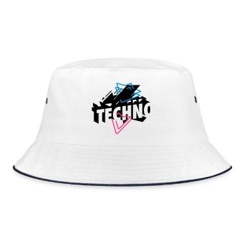 Techno Music - Bucket Hat - white/navy - Front
