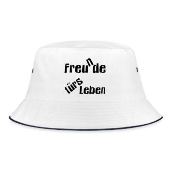 Freu(n)de fürs Leben - Bucket Hat - Weiß/Navy - Vorne