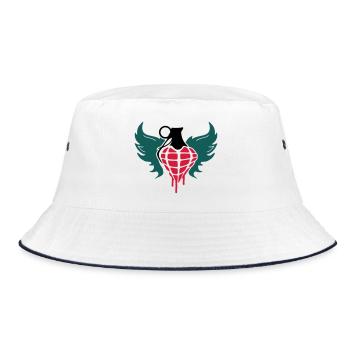 Grenade heart with wings - Bucket Hat - white/navy - Front