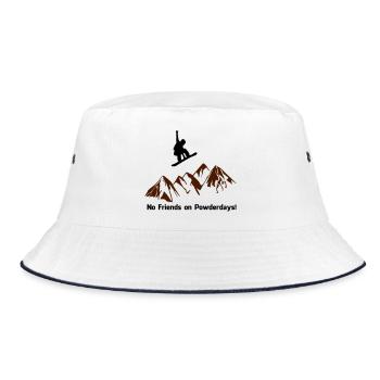 No. friends on Powderdays - Bucket Hat - white/navy - Front