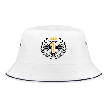 The Number One with a laurel wreath and crown - Bucket Hat - white/navy - Front